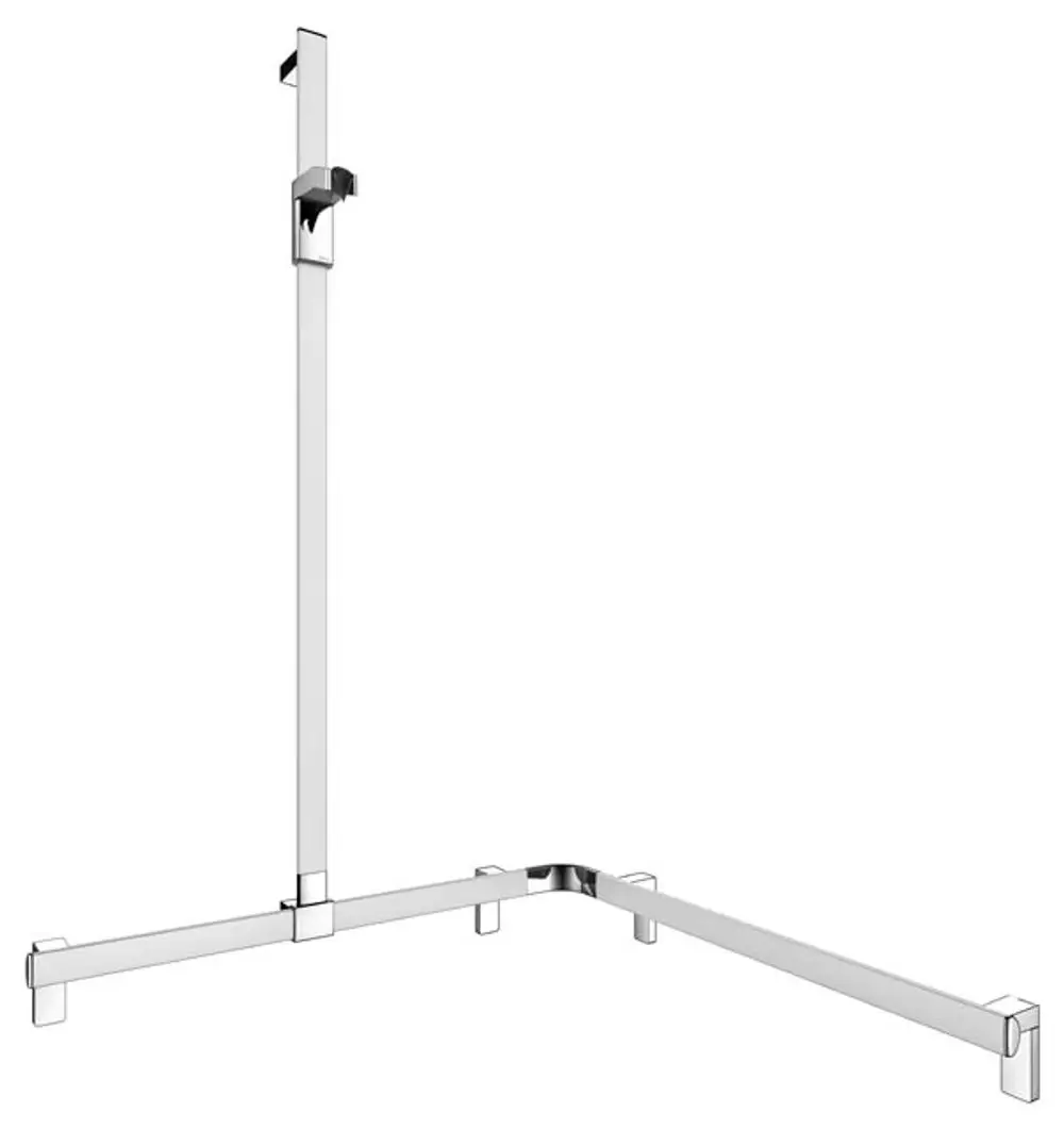 Duschhandlauf von Keuco mit vertikalem Element und horizontalen Stangen für die Wandmontage. Edelstahloptik, geeignet für Badezimmeranwendungen.